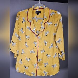 Yellow Zebra Print Pajama Top